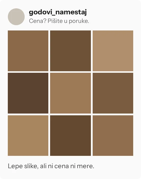 Instagram profil sa slikama, bez cena